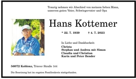 Gedenken an Hans Kottemer